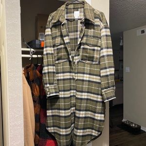 H&M green plaid shacket